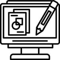 A computer monitor with a pen and paper vector