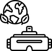 A black and white image of a virtual reality headset and a globe vector