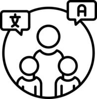 A black and white image of a family with two people and two speech bubbles vector