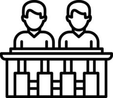 Two people sitting at a table with a table and chairs vector