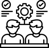 Two people are sitting at a table with a gear on top vector