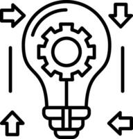 An icon of a light bulb with gears and arrows vector