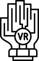 A black and white image of a glove with the word vr on it vector