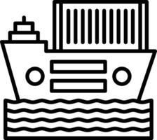A line drawing of a ship in the ocean vector