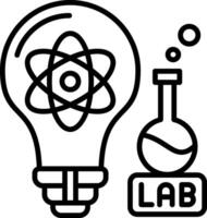 Lab light bulb and a flask with an atom vector
