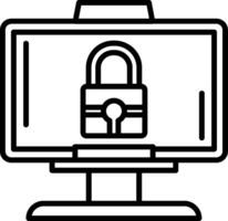A computer monitor with a padlock on it vector