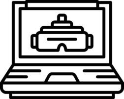 A laptop with a virtual reality headset on it vector