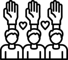 A group of people with hands up in the air vector
