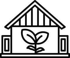 A black and white illustration of a house with a plant growing out of it vector