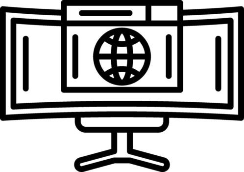 A computer monitor with a globe on it vector