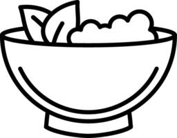 A bowl of rice with a leaf in it vector