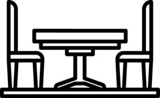 A black and white image of a table and chairs vector