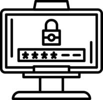 A computer monitor with a padlock icon vector