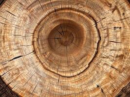 Cross-section of a tree trunk, structure of the rings of a perennial tree. photo