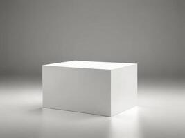 Rectangular pedestal for product display, with studio lighting. Mock up photo