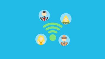 Animation of Public Networking. 2d animation 4k. Transparent Background video