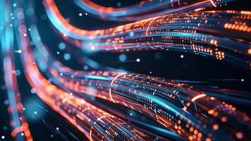 testimone il intricato ragnatela di Internet dati cavi, visualizzare il flusso di astratto dati. . video