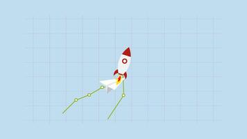 Investment growth sky rocket, 4k animation of Graph and chart showing investment with significant growth resembling a soaring airplane, exceeding the normal rate. video