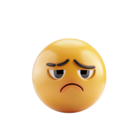 A 3D emoticon depicting a sad expression, ideal for conveying feelings of disappointment or sorrow in digital communication. png