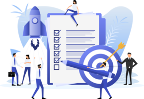 Document with rocket. Start up company launch png
