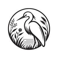 Little Egret Silhouette Vectors Illustration Elegant Stock Graphics