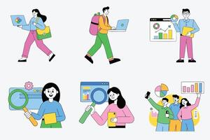 A set of icons depicting people with different types of business vector