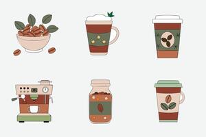 Coffee icons set with different types of coffee vector