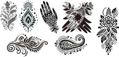 A set of henna designs vector
