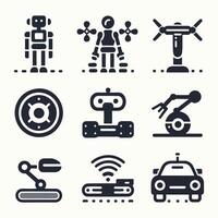 Set of robot and robot related icons vector