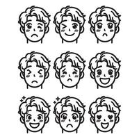 A set of different expressions for a man's face vector