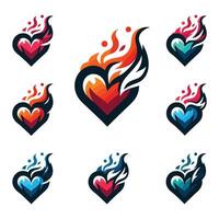Heart with flames and flames illustration vector