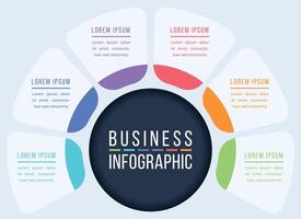 Circle Infographic design 6 steps, objects, elements or options business information vector