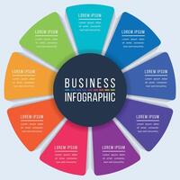 Circle Infographic design 9 steps, objects, elements or options infographic business template vector