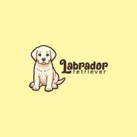 A yellow coats Labrador puppy in a sitting pose, very adorable, with text labrador, could be used as a logo vector
