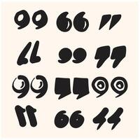 Quotation mark Set With illustration style doodle and line art vector