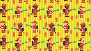 Firefighter putting out the fire, pattern background, fabric texture, paper vector