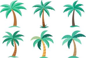 Collection of Palm Trees with Varied Trunk and Leaf Designs vector