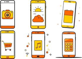 Smartphone app usage features set vector