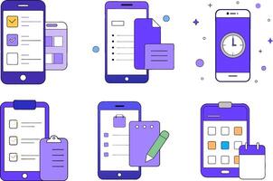 Smartphone productivity tools feature set vector