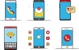 Smartphone communication and basic function icons set vector