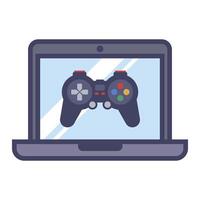 laptop computer joystick on screen. gaming computer vector