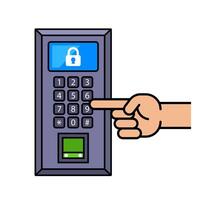 press the pin code on the door. intercom at the entrance of the apartment vector