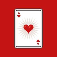 Ace of hearts on a red background. A trump card in a card game. vector