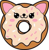 A cartoon donut with a cat face vector