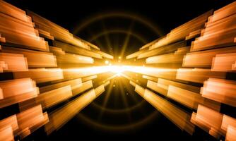 Abstract technology background with bright flare. virtual space. orange shape with light. vector