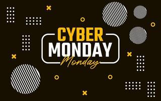 Abstract Cyber Monday banner featuring geometric patterns in black, white, and yellow. vector