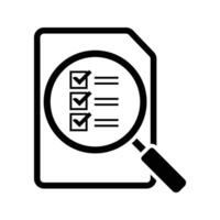 document with checklist and magnifying glass icon vector