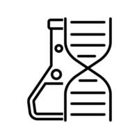 DNA molecule with laboratory flask icon vector