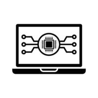 laptop computer with motherboard circuit board icon vector
