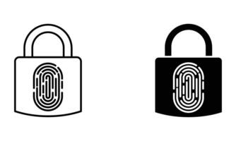 padlock with fingerprint biometric security icon vector